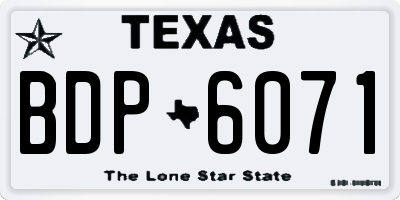 TX license plate BDP6071