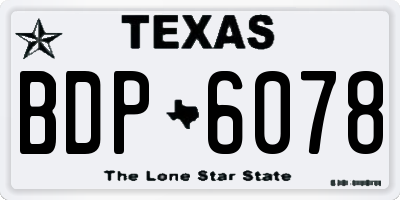 TX license plate BDP6078