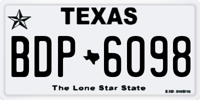 TX license plate BDP6098