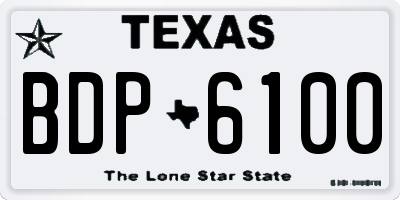 TX license plate BDP6100