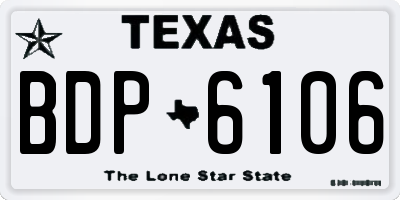 TX license plate BDP6106