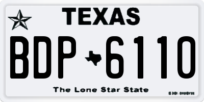 TX license plate BDP6110