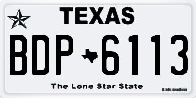 TX license plate BDP6113