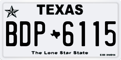 TX license plate BDP6115