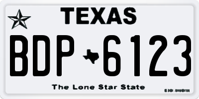 TX license plate BDP6123