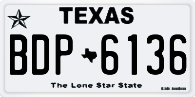 TX license plate BDP6136