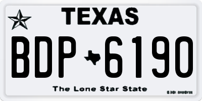 TX license plate BDP6190