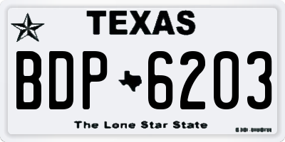 TX license plate BDP6203
