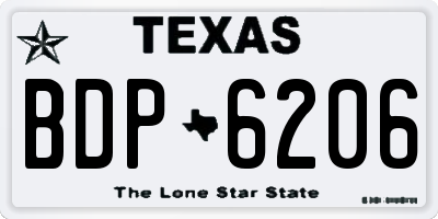 TX license plate BDP6206