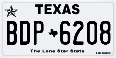 TX license plate BDP6208