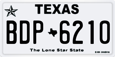 TX license plate BDP6210