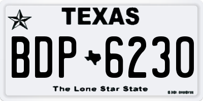 TX license plate BDP6230