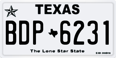 TX license plate BDP6231
