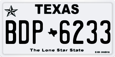 TX license plate BDP6233