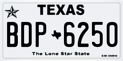 TX license plate BDP6250