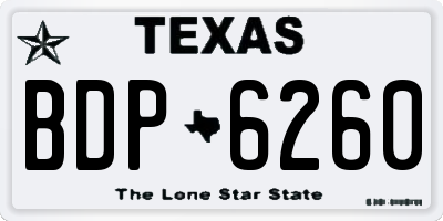 TX license plate BDP6260