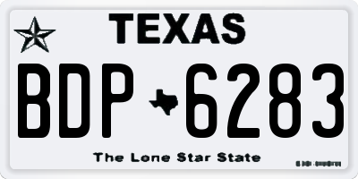 TX license plate BDP6283