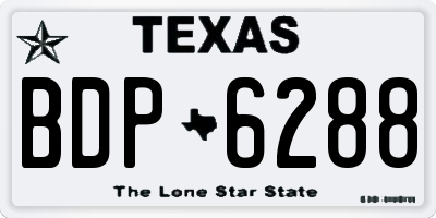 TX license plate BDP6288