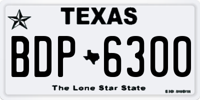 TX license plate BDP6300