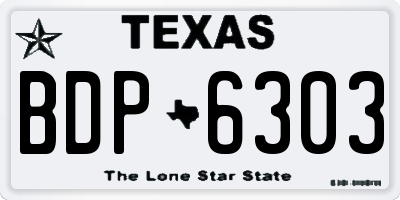 TX license plate BDP6303
