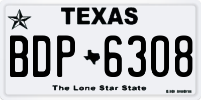 TX license plate BDP6308