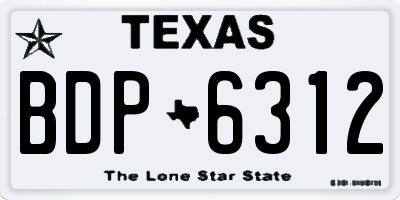 TX license plate BDP6312