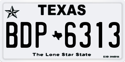 TX license plate BDP6313