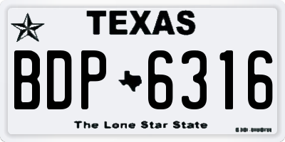 TX license plate BDP6316