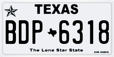 TX license plate BDP6318