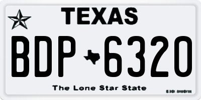 TX license plate BDP6320