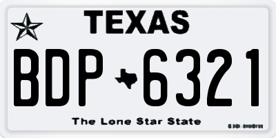 TX license plate BDP6321