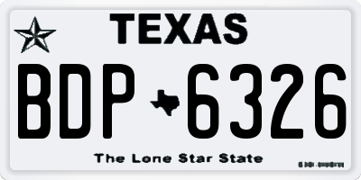 TX license plate BDP6326