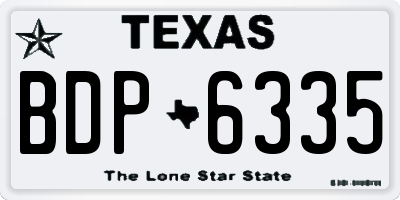 TX license plate BDP6335