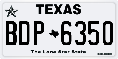 TX license plate BDP6350