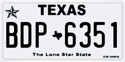TX license plate BDP6351