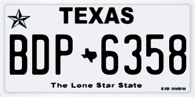 TX license plate BDP6358