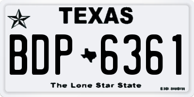 TX license plate BDP6361