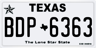 TX license plate BDP6363