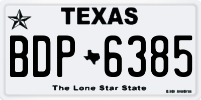 TX license plate BDP6385