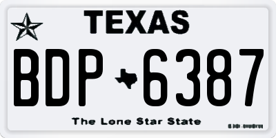 TX license plate BDP6387