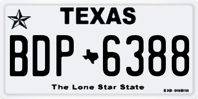 TX license plate BDP6388