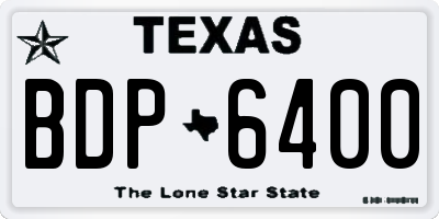 TX license plate BDP6400