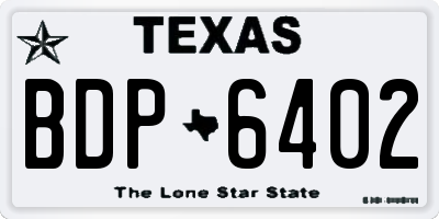 TX license plate BDP6402