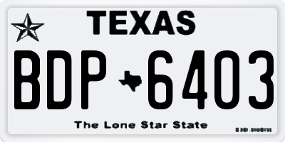 TX license plate BDP6403