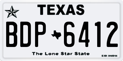 TX license plate BDP6412
