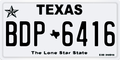 TX license plate BDP6416