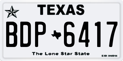 TX license plate BDP6417