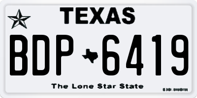 TX license plate BDP6419