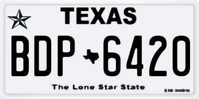 TX license plate BDP6420