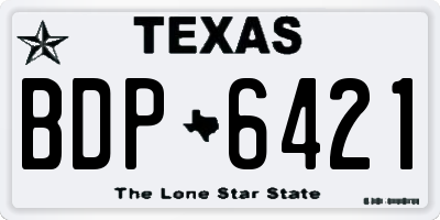 TX license plate BDP6421